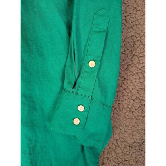 Lane Bryant Womens Top Plus 26/28 Button Up Shirt Linen Blend Kelly Green - Picture 3 of 13